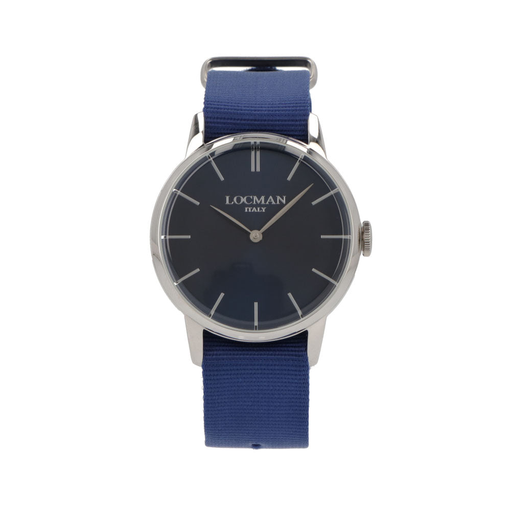 LOCMAN 時計 ブルー系 ステンレススティールケース ロゴ 腕時計 0251V02-00BLNKNB 1960
