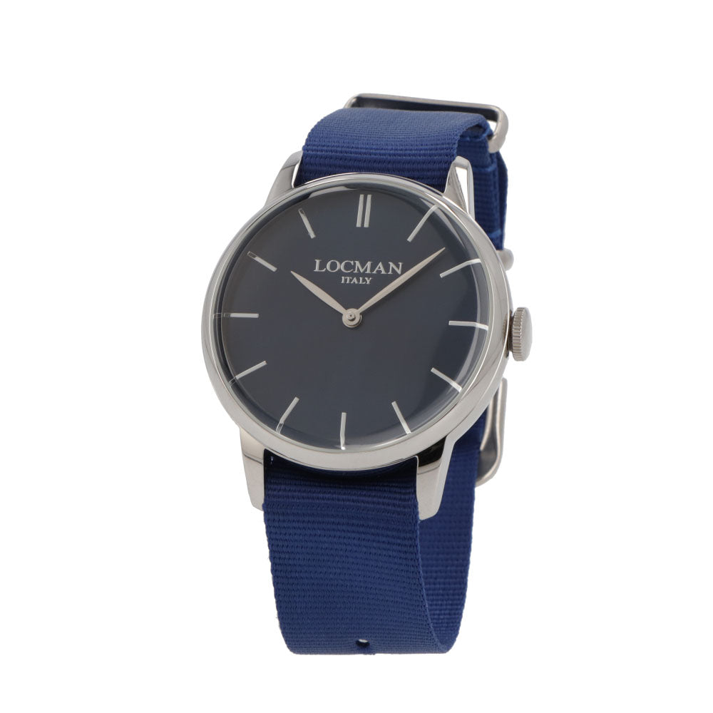LOCMAN 時計 ブルー系 ステンレススティールケース ロゴ 腕時計 0251V02-00BLNKNB 1960