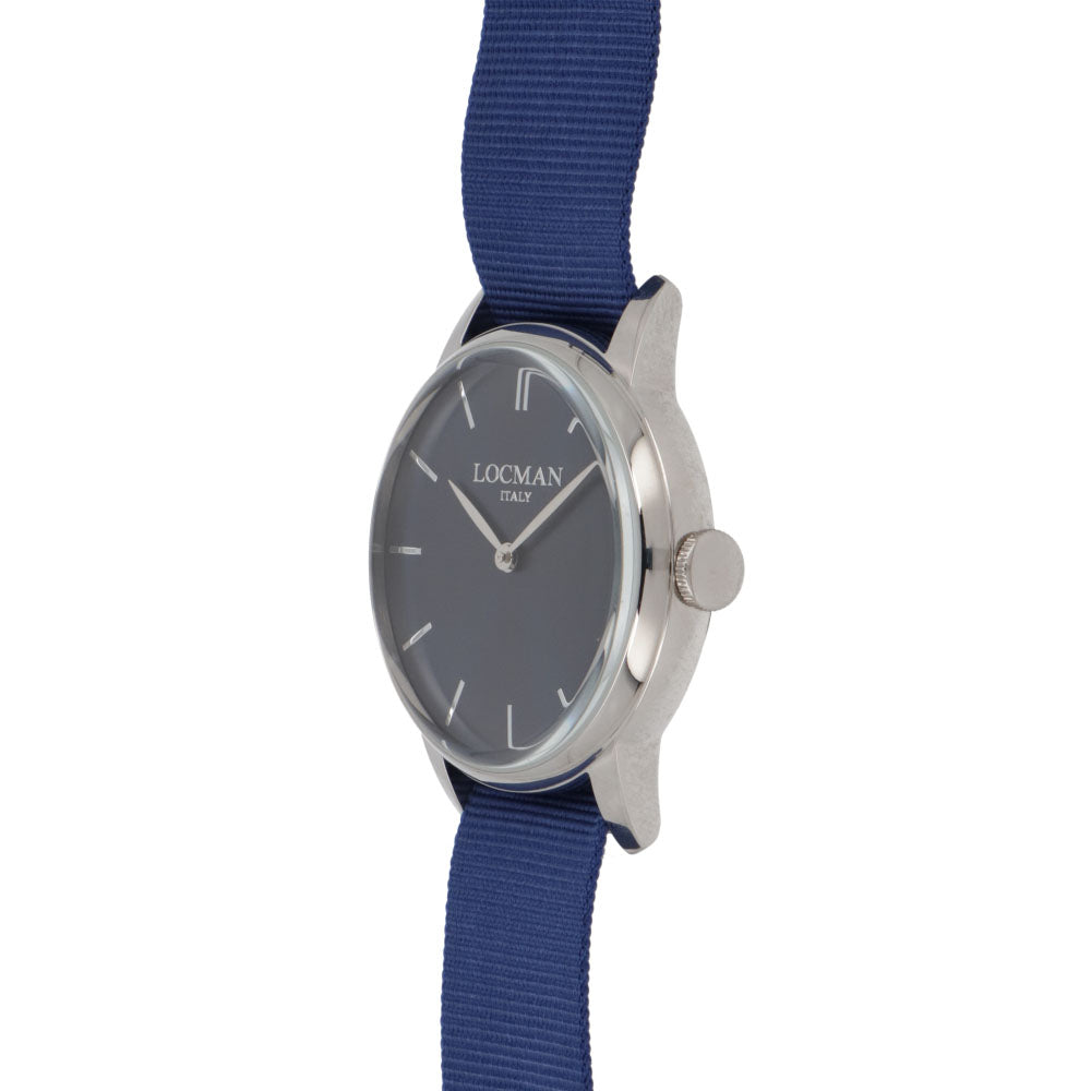 LOCMAN 時計 ブルー系 ステンレススティールケース ロゴ 腕時計 0251V02-00BLNKNB 1960
