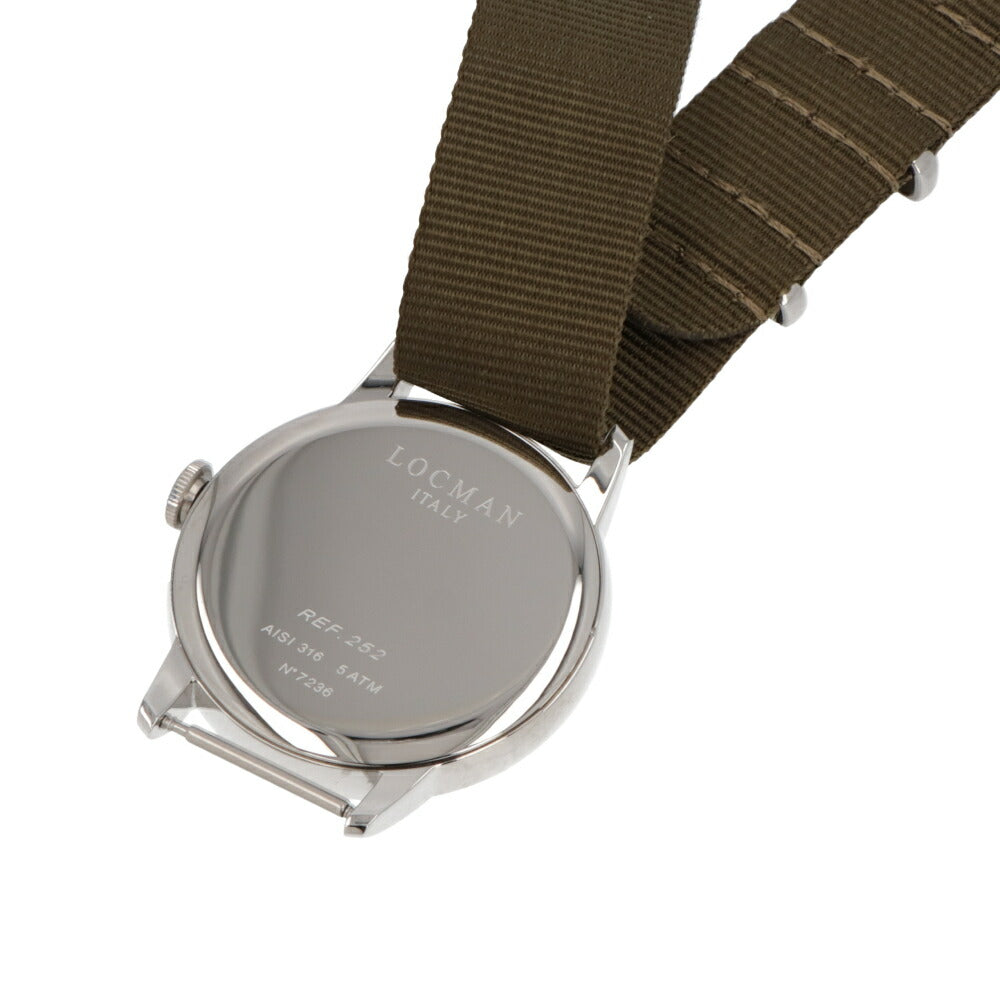 LOCMAN 時計 カーキ ステンレススティールケース ロゴ シルバー 腕時計 0252V08-00WHRGNG 1960 DATE
