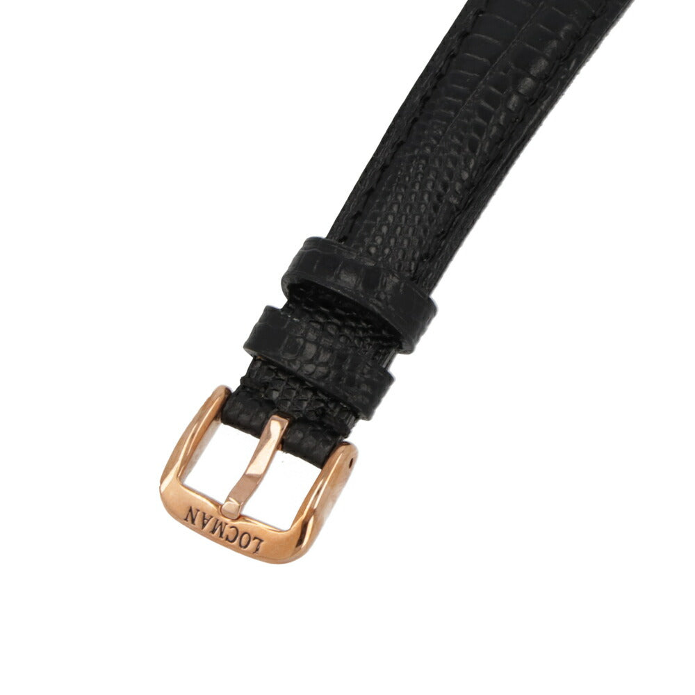 LOCMAN 時計 ブラック系 レザー ステンレススチール ロゴ ピンクゴールド 型押しベルト 腕時計 0253R01R-RRBKRGPK 1960 LADY