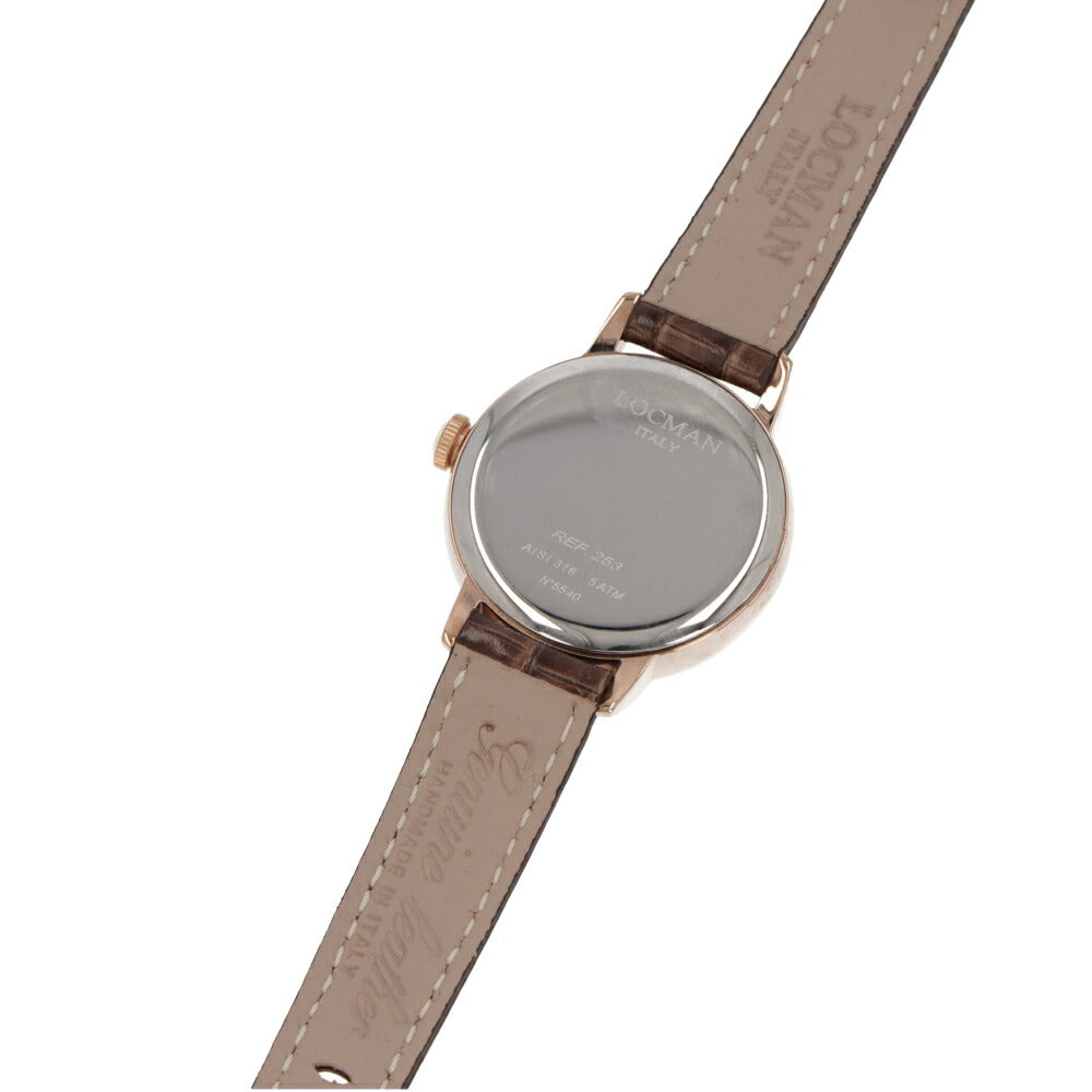 LOCMAN 時計 ブラウン系 ステンレススティール ピンクゴールド 型押しベルト 腕時計 0253R04R-RRBNRGPN 1960 LADY