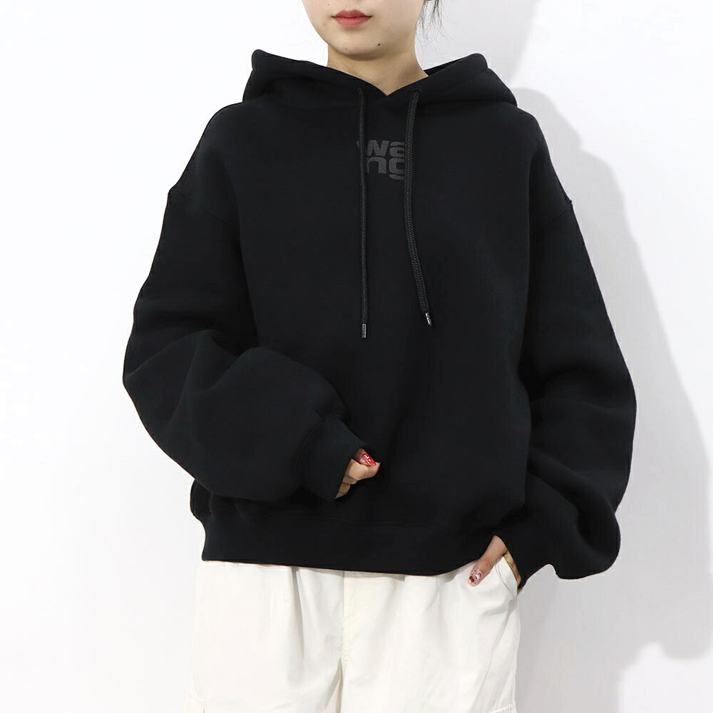 Alexander Wang フーディ パーカー ブラック ロゴ 裏起毛