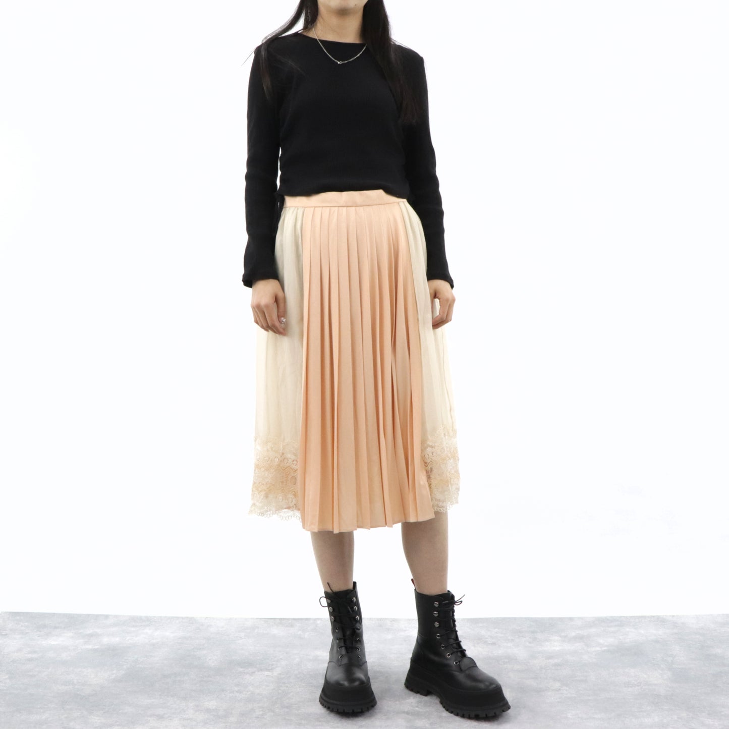 バーバリー プリーツスカート 8019011 A7090 ピンクベージュ