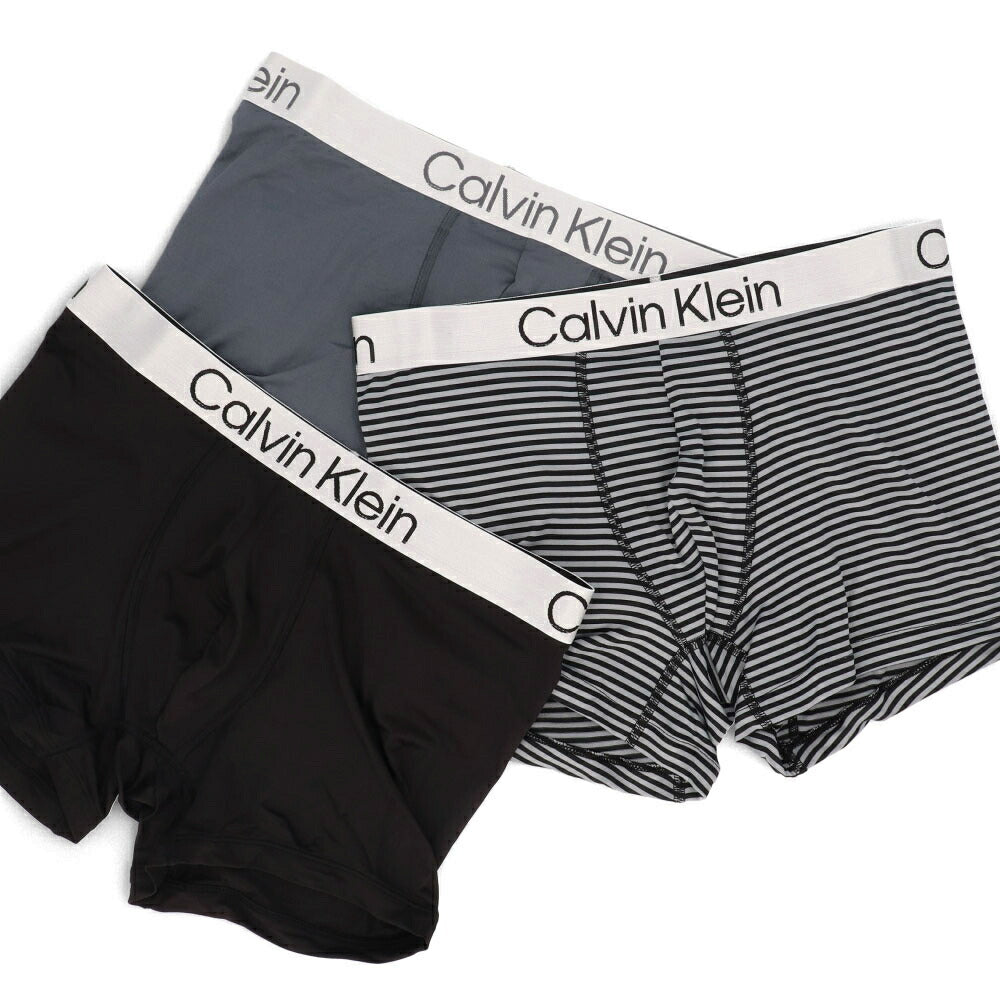 カルバンクライン Calvin Klein 下着 パンツ ボクサーパンツ - ブラック/グレー ブラック グレー/ボーダー/ブラック CK 3枚セット アンダーウェア 無地 シンプル