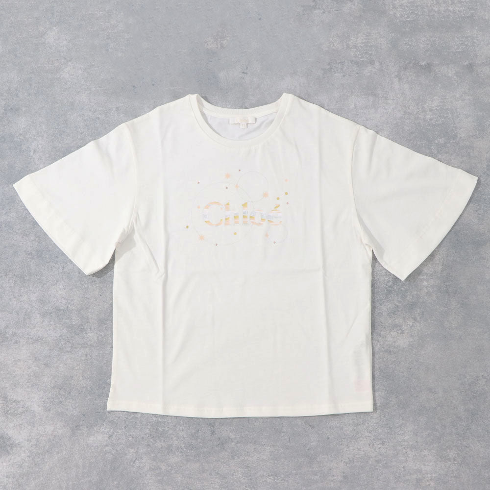 クロエ Chloe トップス Tシャツ・カットソー レディース ホワイト コットン Chloe Kids ロゴ クルーネック キッズモデル カットソー 半袖 C20111 117