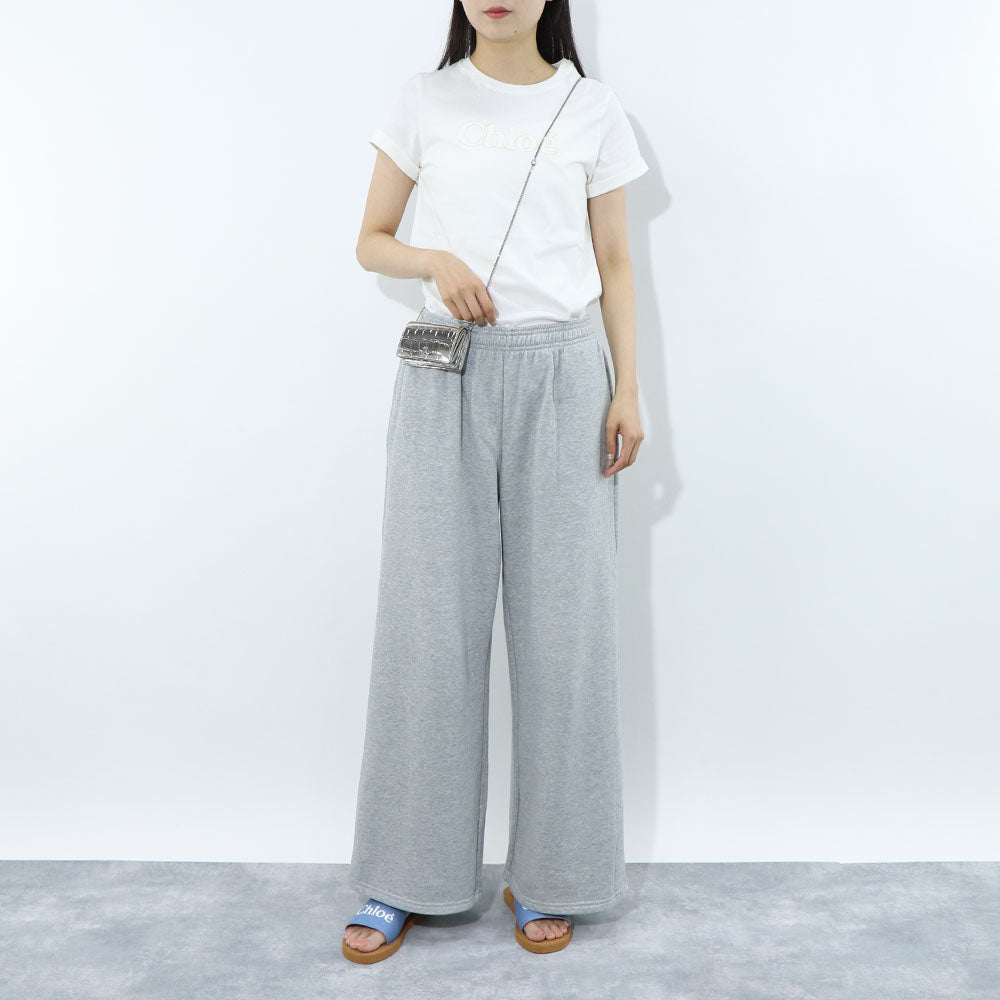 クロエ Chloe トップス Tシャツ・カットソー レディース ホワイト コットン ロゴ 刺繍 クルーネック キッズモデル カットソー 半袖 C20110 117