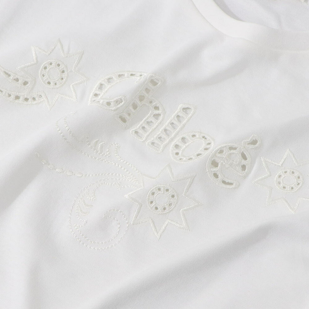 クロエ Chloe トップス Tシャツ・カットソー レディース ホワイト コットン Chloe Kids ロゴ クルーネック キッズモデル カットソー 半袖 C20109 117