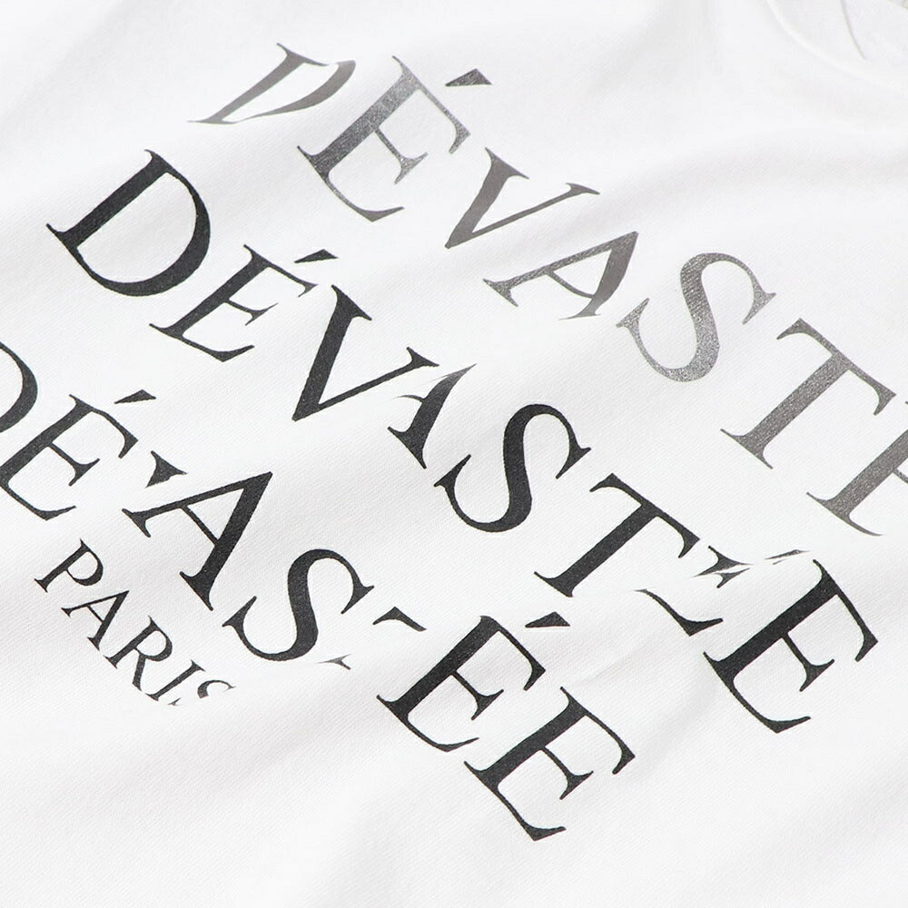 デヴァステ DEVASTEE トップス Tシャツ・カットソー レディース ブラック ホワイト コットン ロゴプリント ヘムトップス アシメトップス シンプル 半袖 R3FWTP017