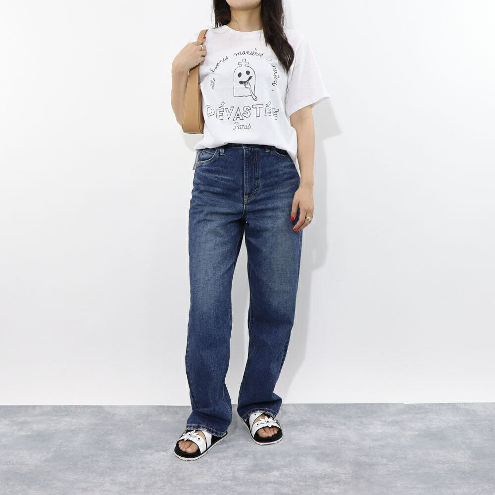 デヴァステ DEVASTEE トップス Tシャツ・カットソー レディース ブラック グレー ホワイト コットン ロゴ プリント キャラクター クルーネック 丸襟 お化けモチーフ 半袖 R3FWTP023