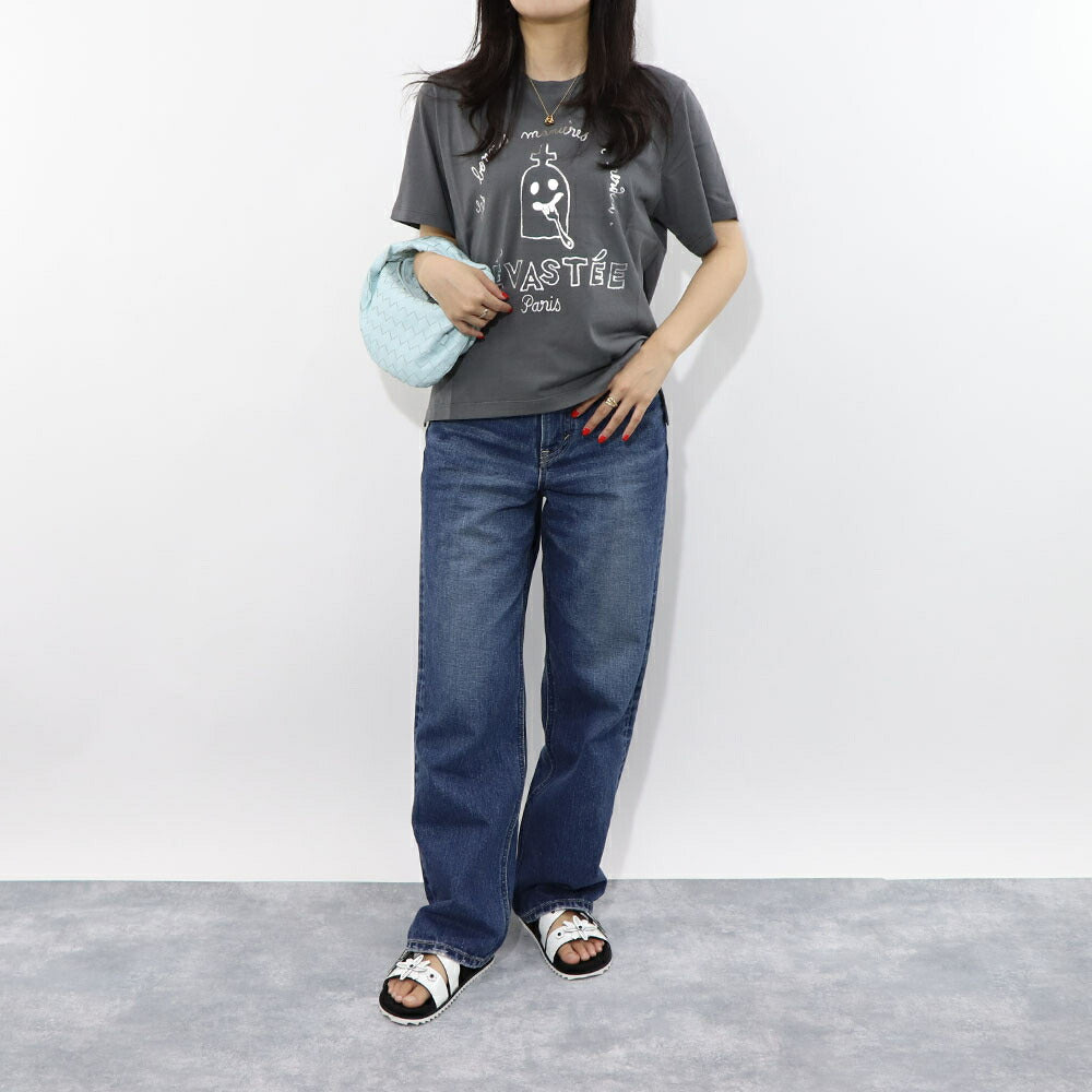 デヴァステ DEVASTEE トップス Tシャツ・カットソー レディース ブラック グレー ホワイト コットン ロゴ プリント キャラクター クルーネック 丸襟 お化けモチーフ 半袖 R3FWTP023