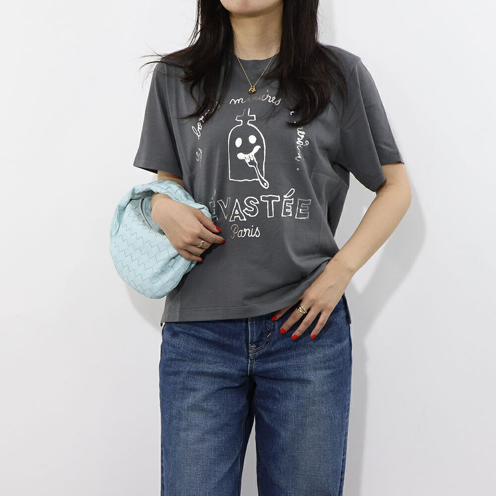 デヴァステ DEVASTEE トップス Tシャツ・カットソー レディース ブラック グレー ホワイト コットン ロゴ プリント キャラクター クルーネック 丸襟 お化けモチーフ 半袖 R3FWTP023