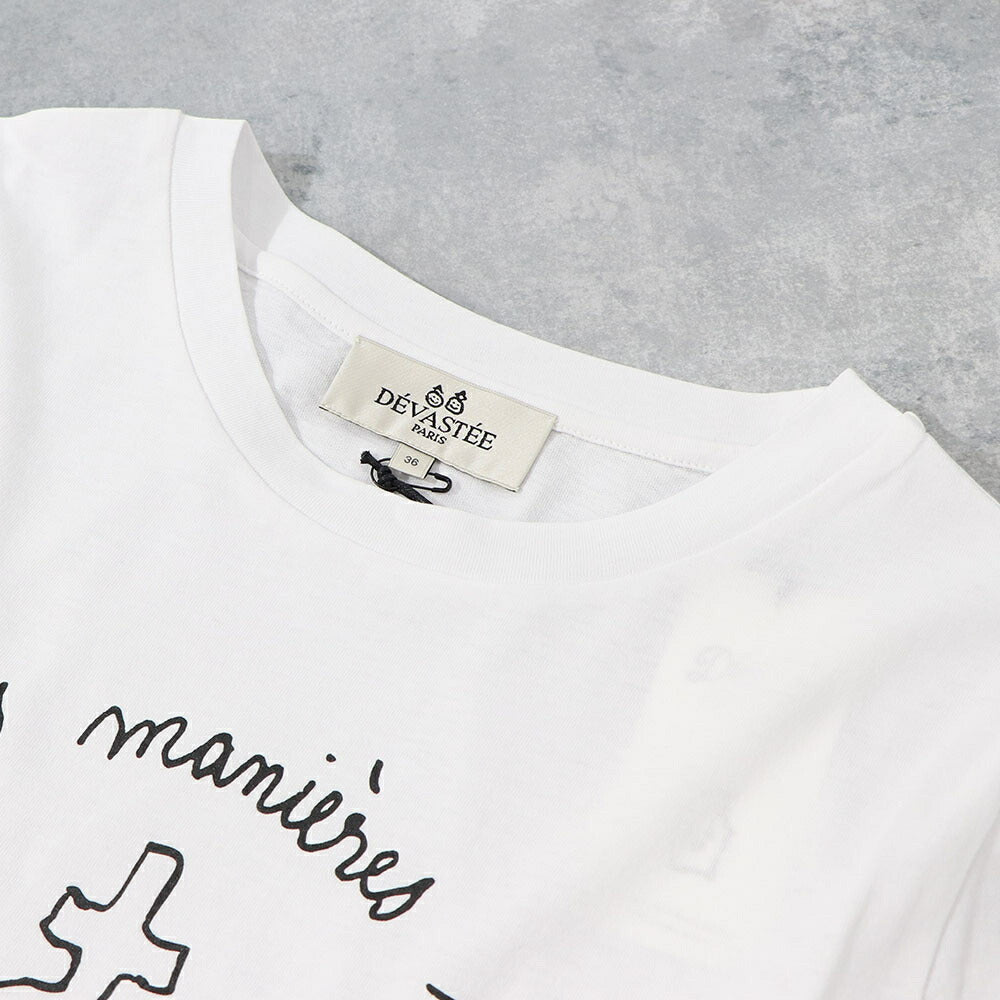 デヴァステ DEVASTEE トップス Tシャツ・カットソー レディース ブラック グレー ホワイト コットン ロゴ プリント キャラクター クルーネック 丸襟 お化けモチーフ 半袖 R3FWTP023