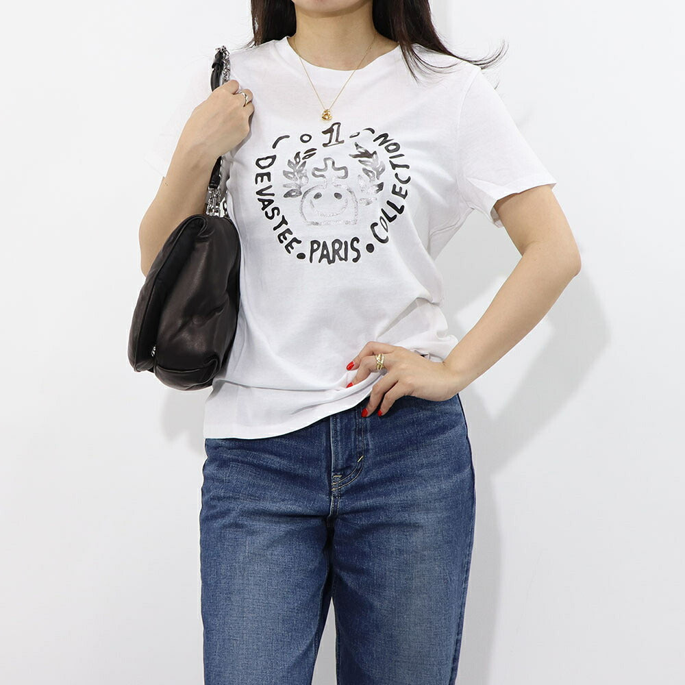 デヴァステ DEVASTEE トップス Tシャツ・カットソー レディース ブラック グレー ホワイト コットン ロゴ プリント キャラクター クルーネック 丸襟 半袖 R3SMTP015