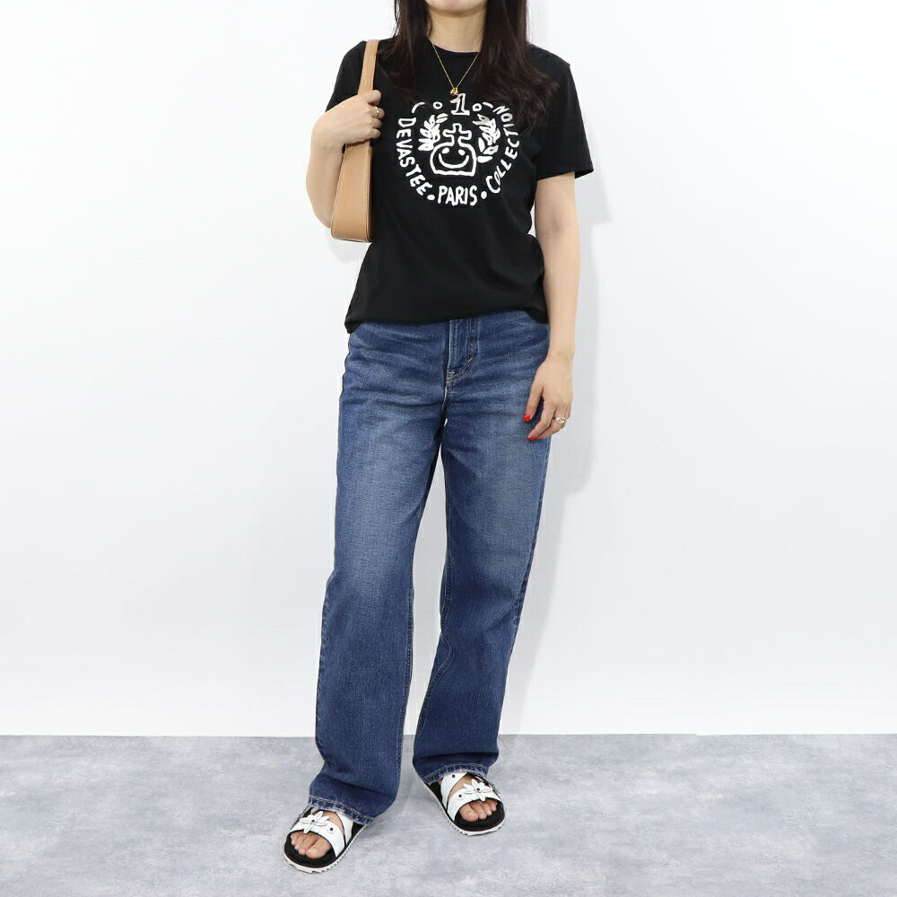 デヴァステ DEVASTEE トップス Tシャツ・カットソー レディース ブラック グレー ホワイト コットン ロゴ プリント キャラクター クルーネック 丸襟 半袖 R3SMTP015