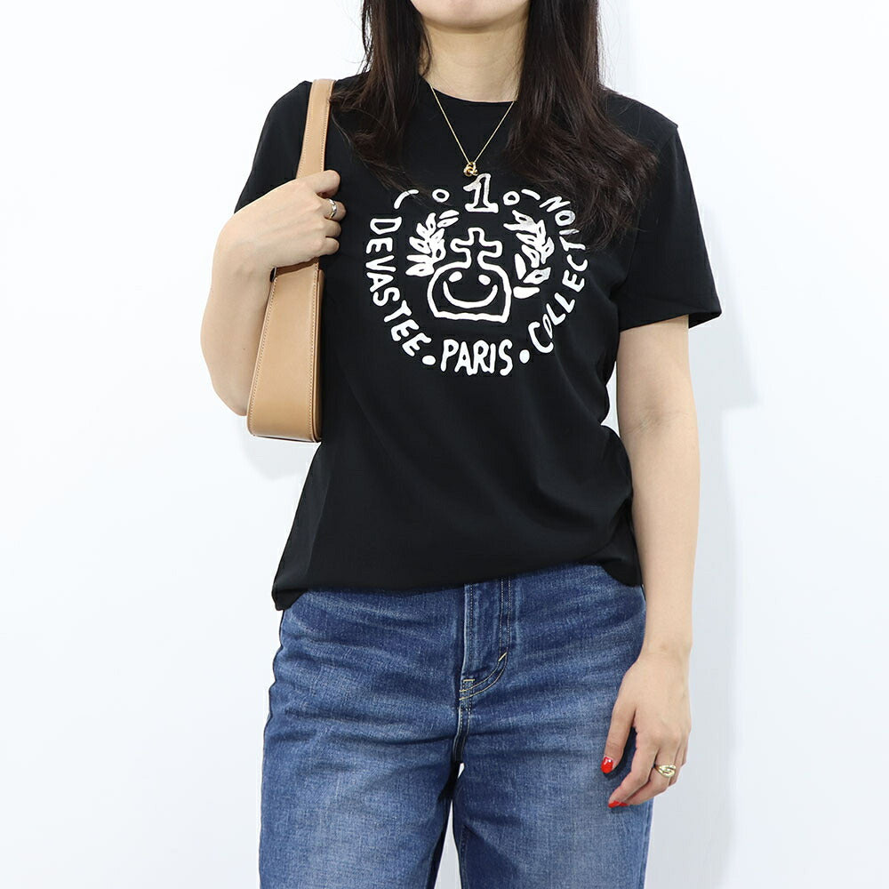 デヴァステ DEVASTEE トップス Tシャツ・カットソー レディース ブラック グレー ホワイト コットン ロゴ プリント キャラクター クルーネック 丸襟 半袖 R3SMTP015
