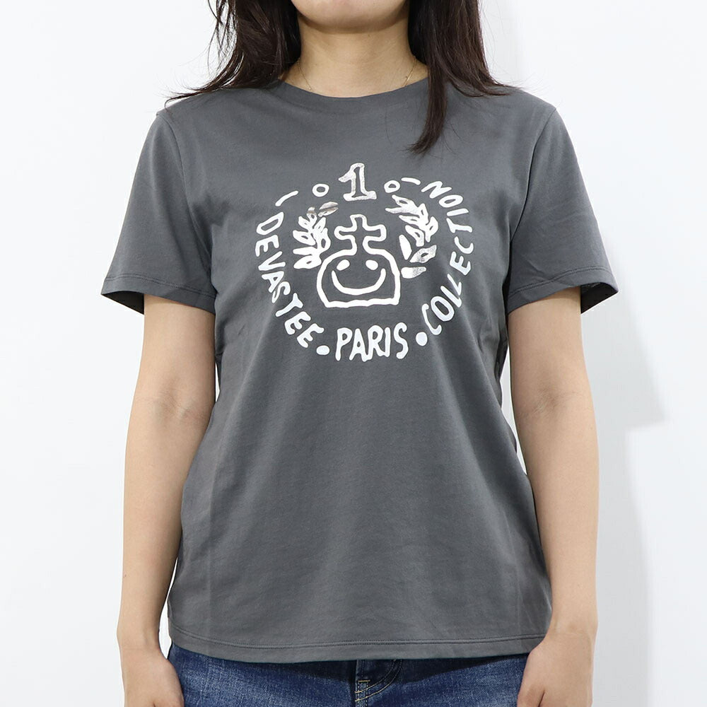 デヴァステ DEVASTEE トップス Tシャツ・カットソー レディース ブラック グレー ホワイト コットン ロゴ プリント キャラクター クルーネック 丸襟 半袖 R3SMTP015