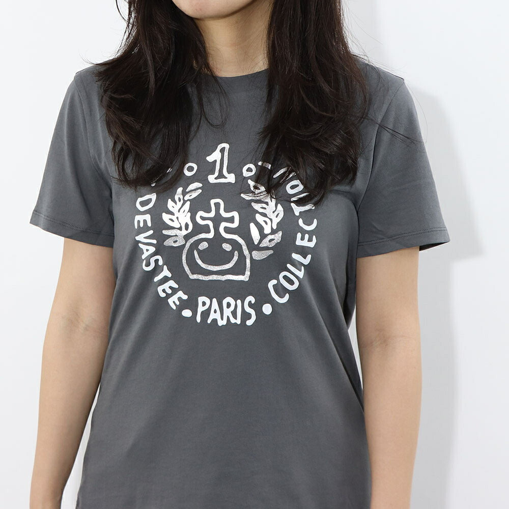 デヴァステ DEVASTEE トップス Tシャツ・カットソー レディース ブラック グレー ホワイト コットン ロゴ プリント キャラクター クルーネック 丸襟 半袖 R3SMTP015