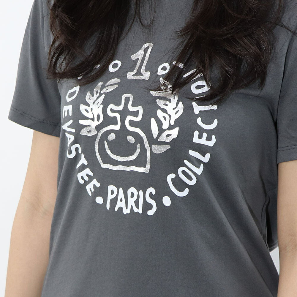 デヴァステ DEVASTEE トップス Tシャツ・カットソー レディース ブラック グレー ホワイト コットン ロゴ プリント キャラクター クルーネック 丸襟 半袖 R3SMTP015