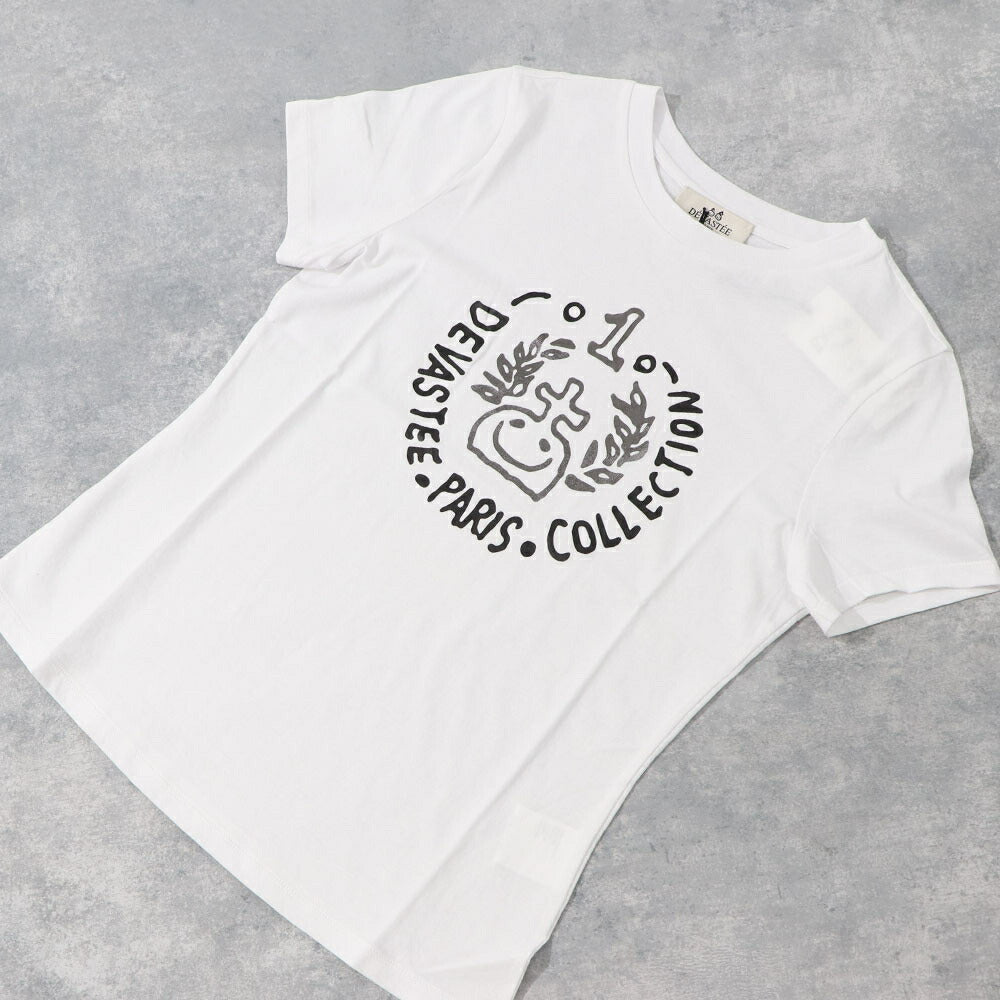 デヴァステ DEVASTEE トップス Tシャツ・カットソー レディース ブラック グレー ホワイト コットン ロゴ プリント キャラクター クルーネック 丸襟 半袖 R3SMTP015
