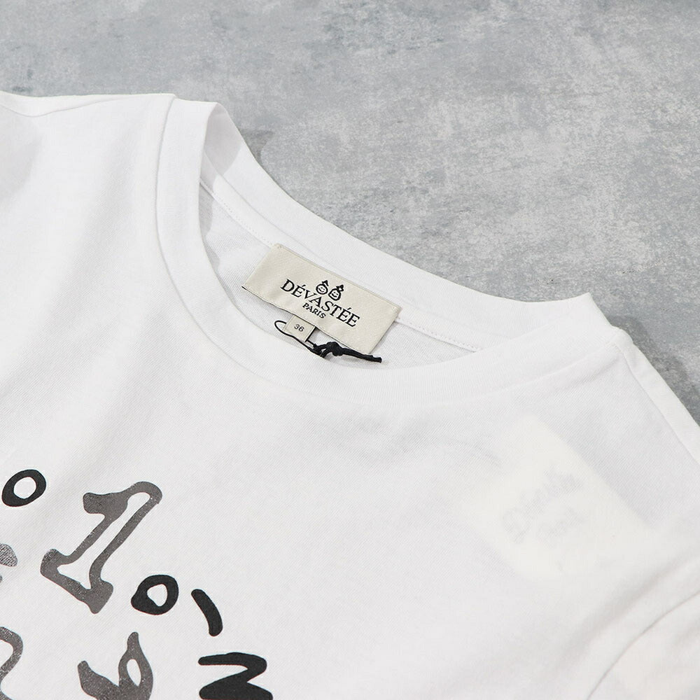 デヴァステ DEVASTEE トップス Tシャツ・カットソー レディース ブラック グレー ホワイト コットン ロゴ プリント キャラクター クルーネック 丸襟 半袖 R3SMTP015