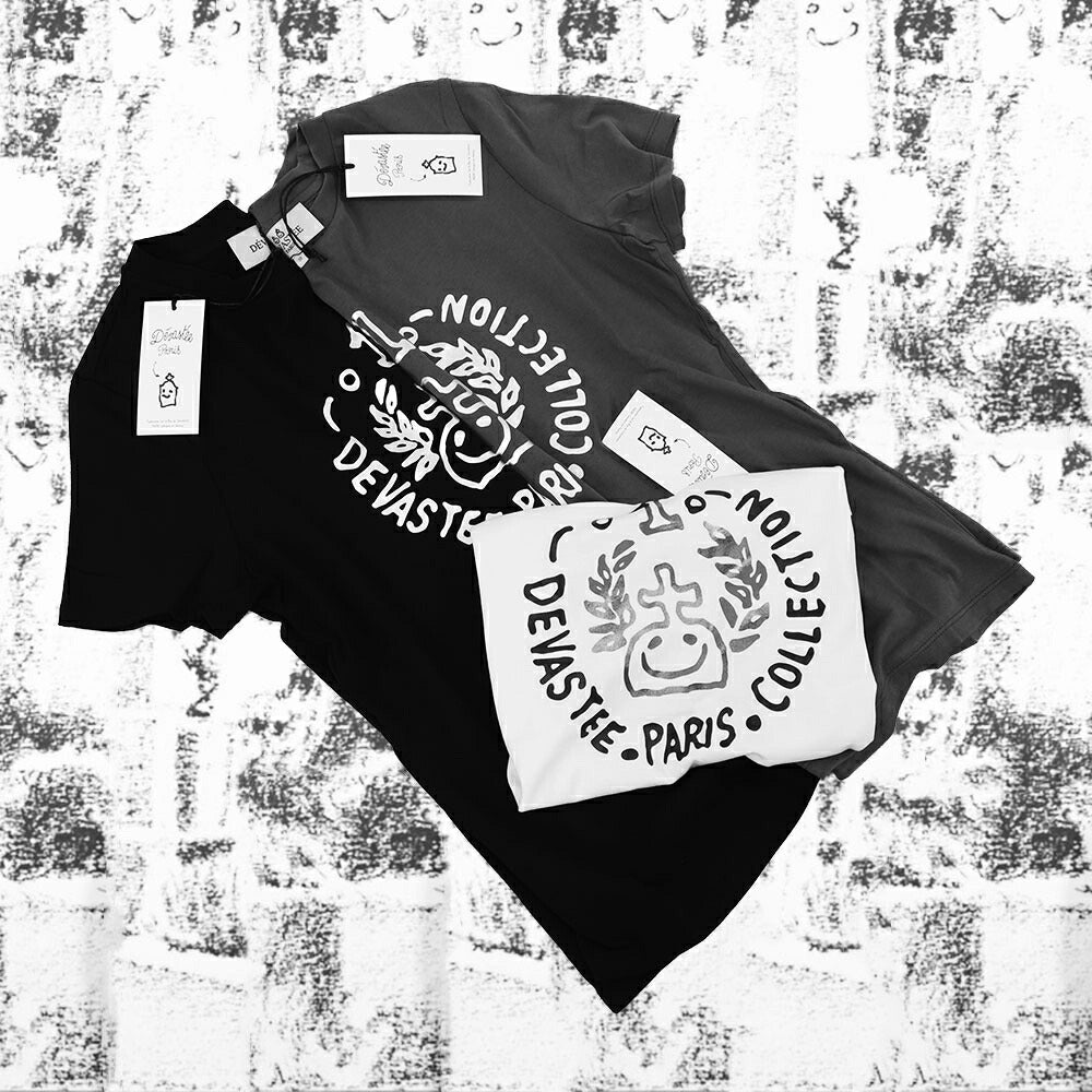 デヴァステ DEVASTEE トップス Tシャツ・カットソー レディース ブラック グレー ホワイト コットン ロゴ プリント キャラクター クルーネック 丸襟 半袖 R3SMTP015