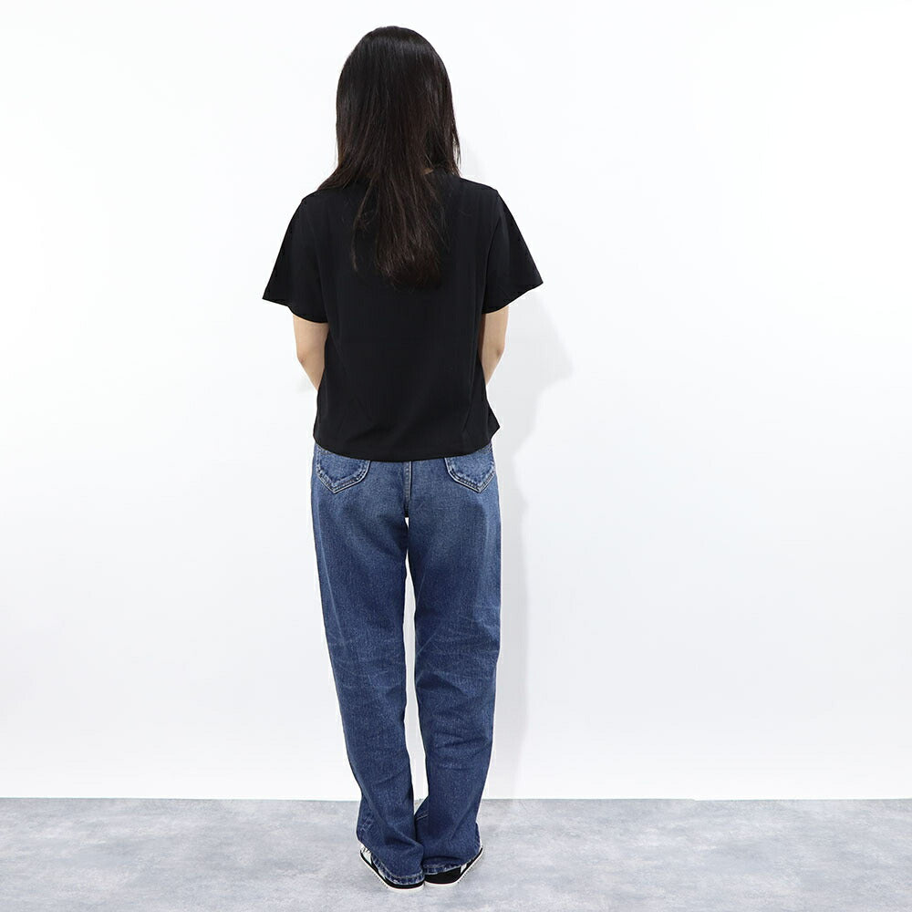 デヴァステ DEVASTEE トップス Tシャツ・カットソー レディース ブラック ホワイト コットン エラスタン ロゴ プリント キャラクター クルーネック 丸襟 半袖 R3SMTP020
