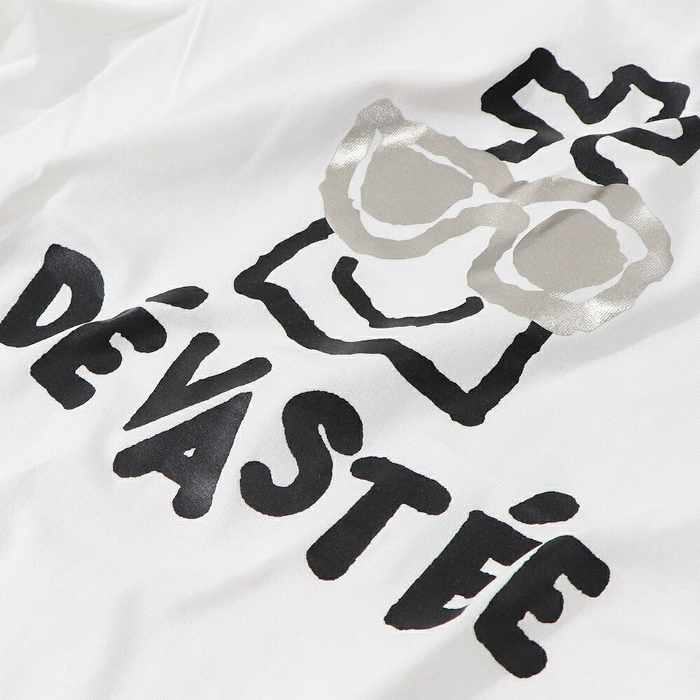 デヴァステ DEVASTEE トップス Tシャツ・カットソー レディース ブラック ホワイト コットン エラスタン ロゴ プリント キャラクター クルーネック 丸襟 半袖 R3SMTP020