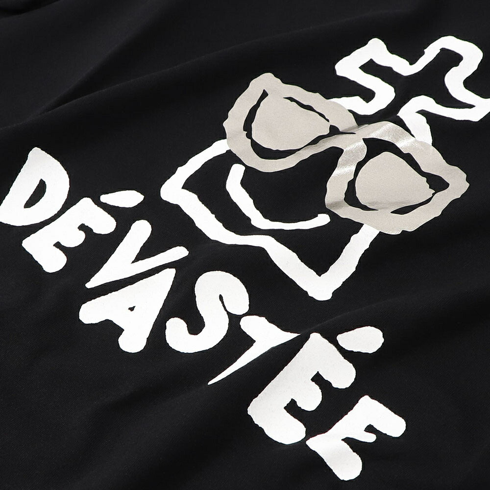 デヴァステ DEVASTEE トップス Tシャツ・カットソー レディース ブラック ホワイト コットン エラスタン ロゴ プリント キャラクター クルーネック 丸襟 半袖 R3SMTP020