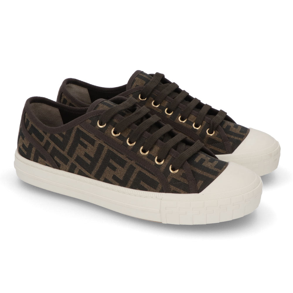 フェンディ FENDI シューズ スニーカー メンズ DOMINO SNEAKER ドミノ スニーカー カーキ ジャカード ラバー ロゴ 総柄 ローカット 7E1553 AJZX