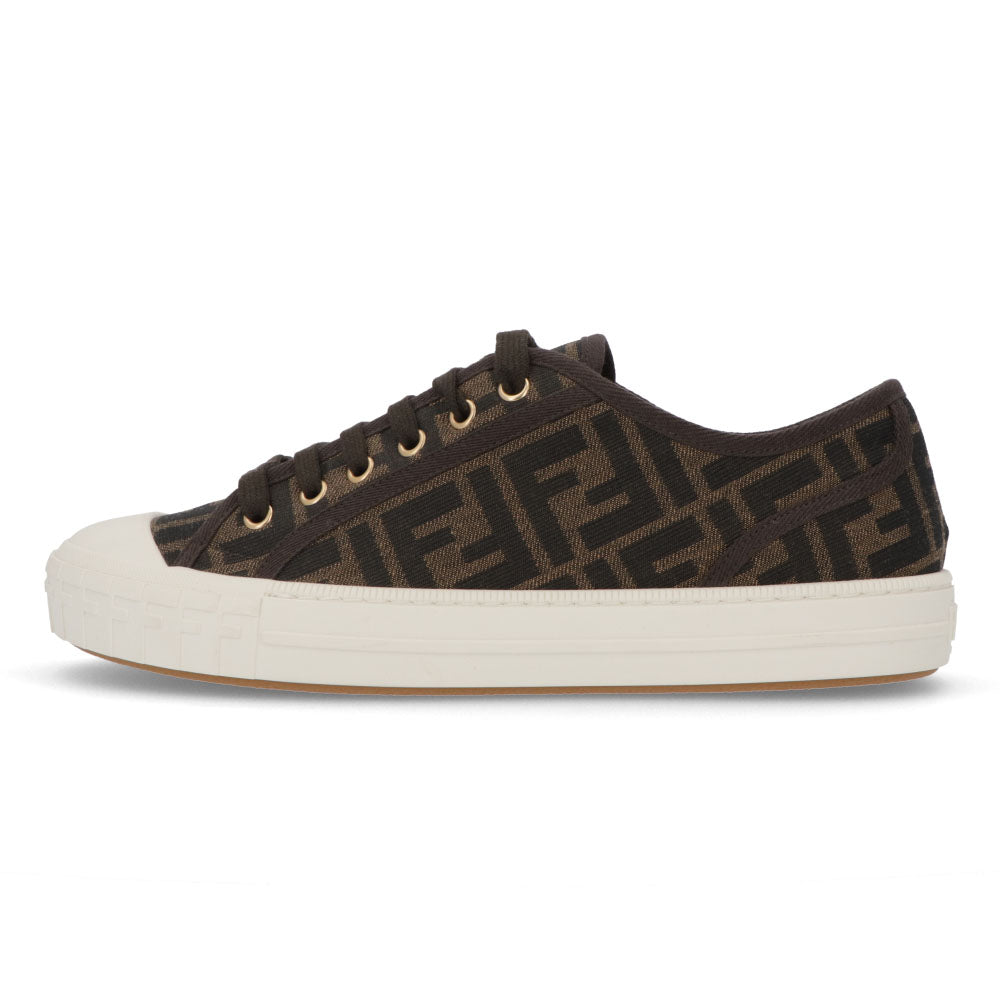 フェンディ FENDI シューズ スニーカー メンズ DOMINO SNEAKER ドミノ スニーカー カーキ ジャカード ラバー ロゴ 総柄 ローカット 7E1553 AJZX