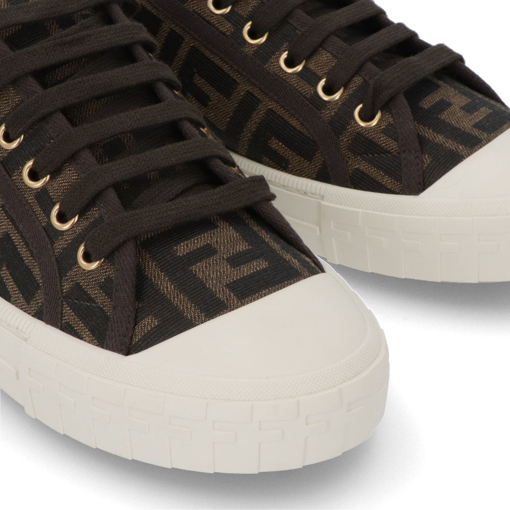 フェンディ FENDI シューズ スニーカー メンズ DOMINO SNEAKER ドミノ スニーカー カーキ ジャカード ラバー ロゴ 総柄 ローカット 7E1553 AJZX