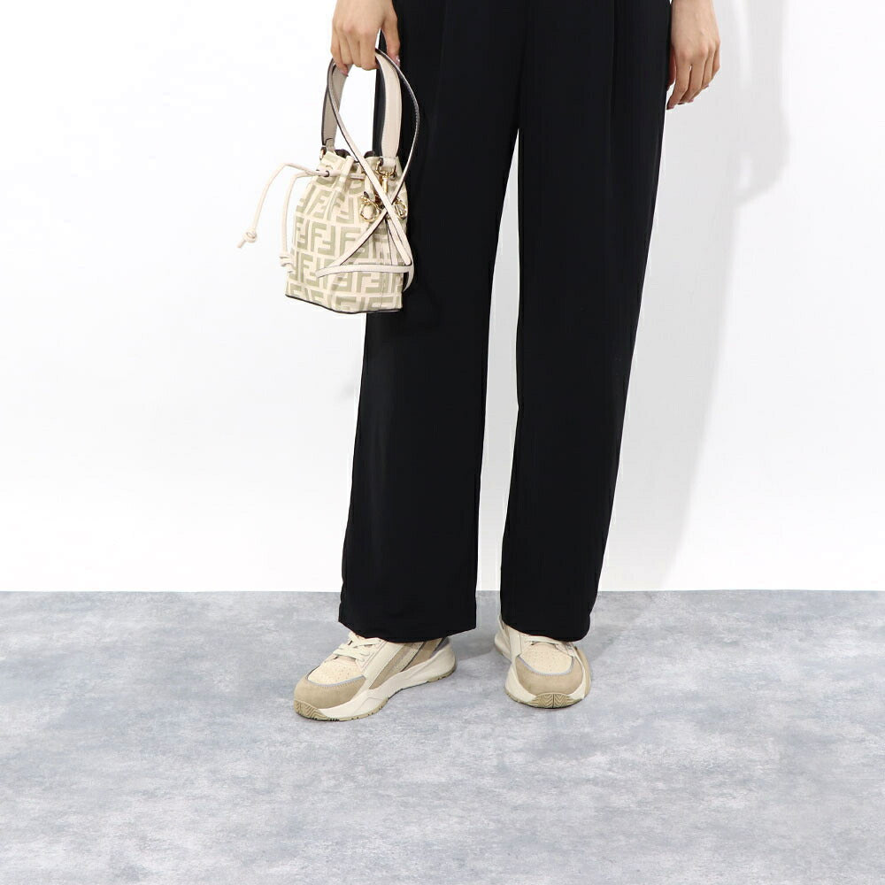 フェンディ FENDI シューズ スニーカー レディース FLOW SNEAKER フロー スニーカー ベージュ スウェード スエード レザー ラバー 合成繊維 ロゴ ファスナー 調節 8E8458 AOMD