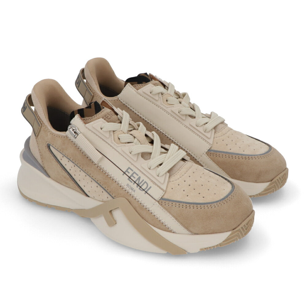 フェンディ FENDI シューズ スニーカー レディース FLOW SNEAKER フロー スニーカー ベージュ スウェード スエード レザー ラバー 合成繊維 ロゴ ファスナー 調節 8E8458 AOMD