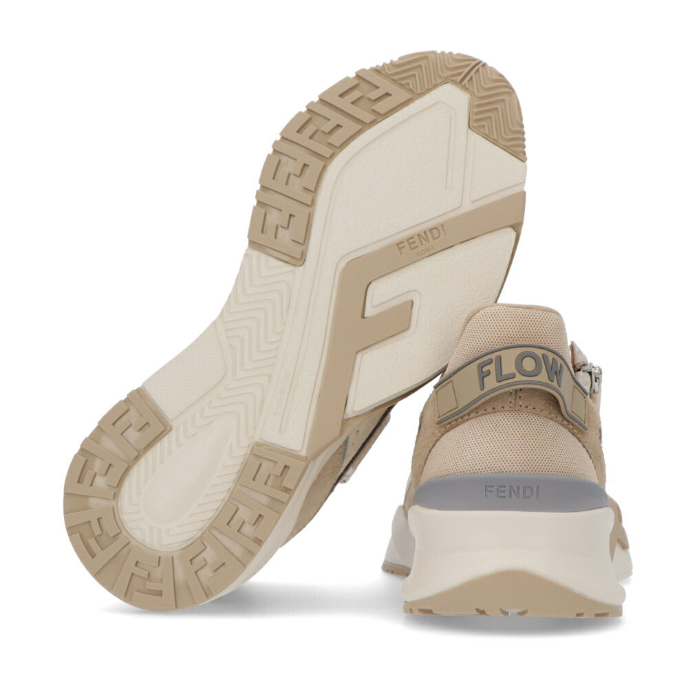 フェンディ FENDI シューズ スニーカー レディース FLOW SNEAKER フロー スニーカー ベージュ スウェード スエード レザー ラバー 合成繊維 ロゴ ファスナー 調節 8E8458 AOMD