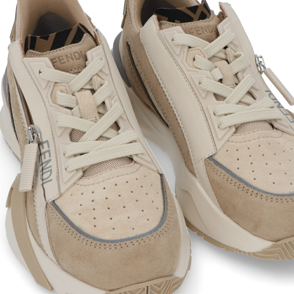 フェンディ FENDI シューズ スニーカー レディース FLOW SNEAKER フロー スニーカー ベージュ スウェード スエード レザー ラバー 合成繊維 ロゴ ファスナー 調節 8E8458 AOMD