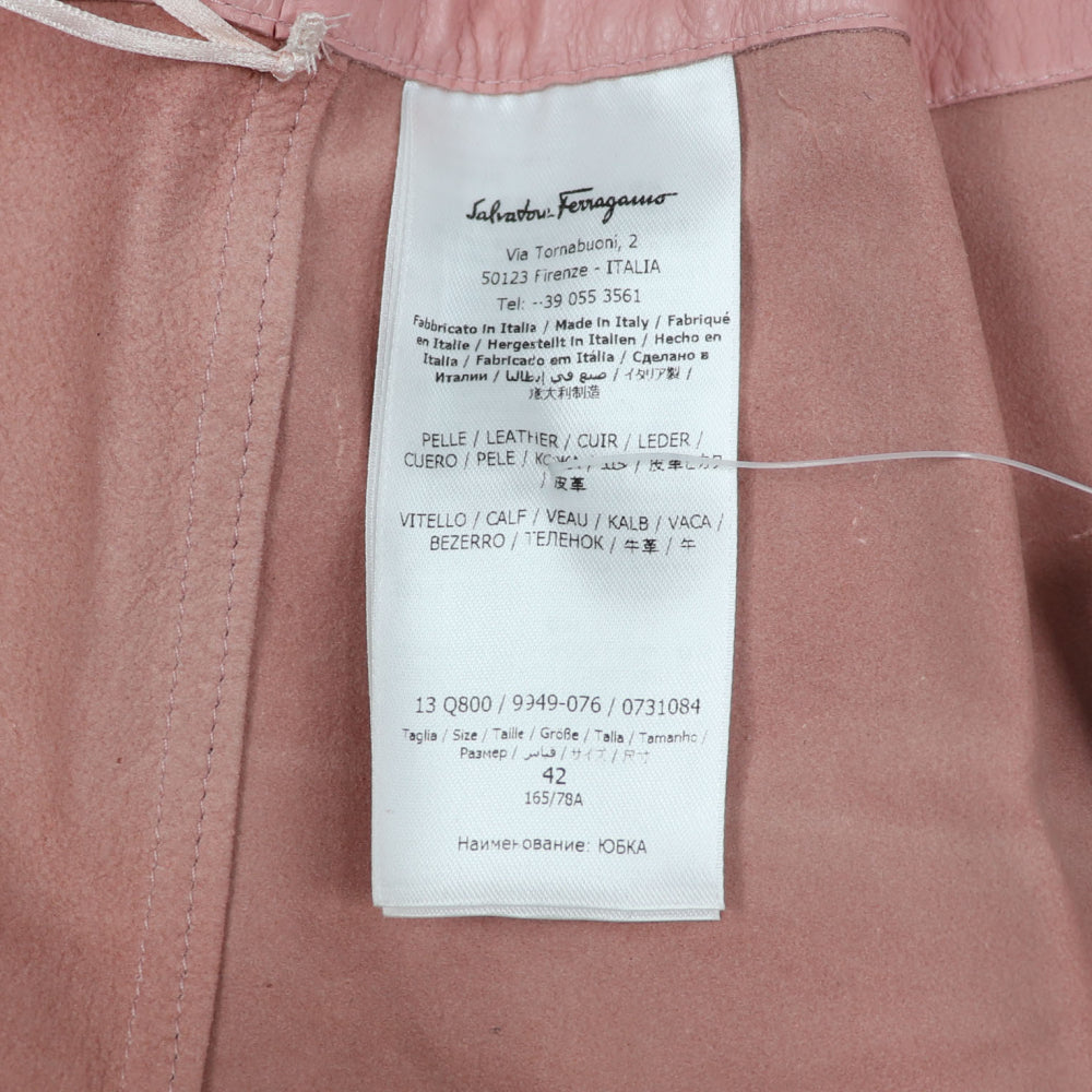 フェラガモ FERRAGAMO スカート レザースカート ピンク