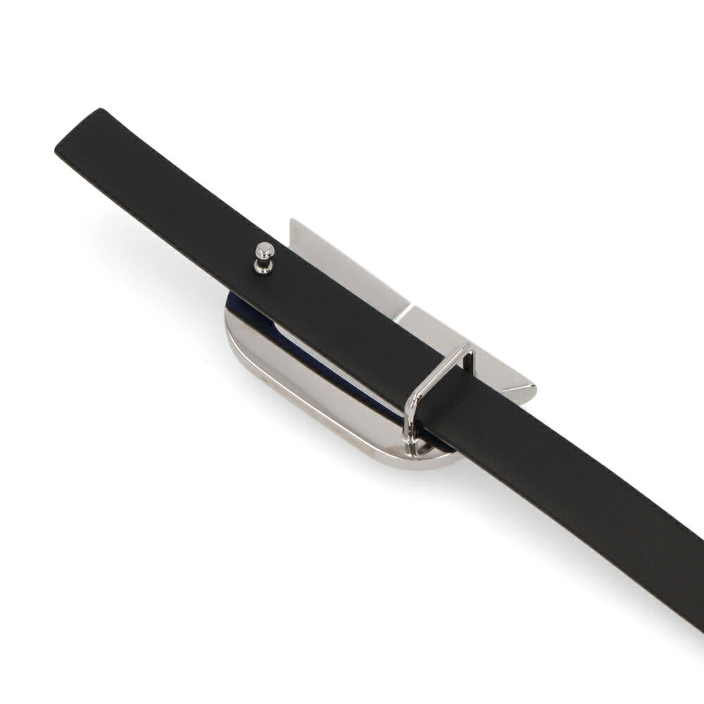 FERRAGAMO ベルト リバーシブルベルト ブルー カーフレザー  シルバー金具 230278 764448