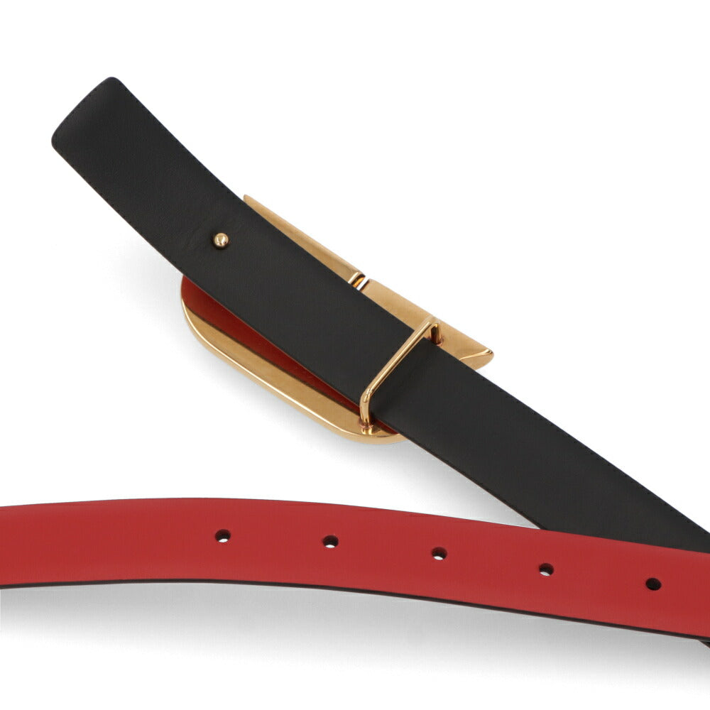 FERRAGAMO ベルト リバーシブルベルト レッド カーフレザー  ゴールド金具 230280 764437