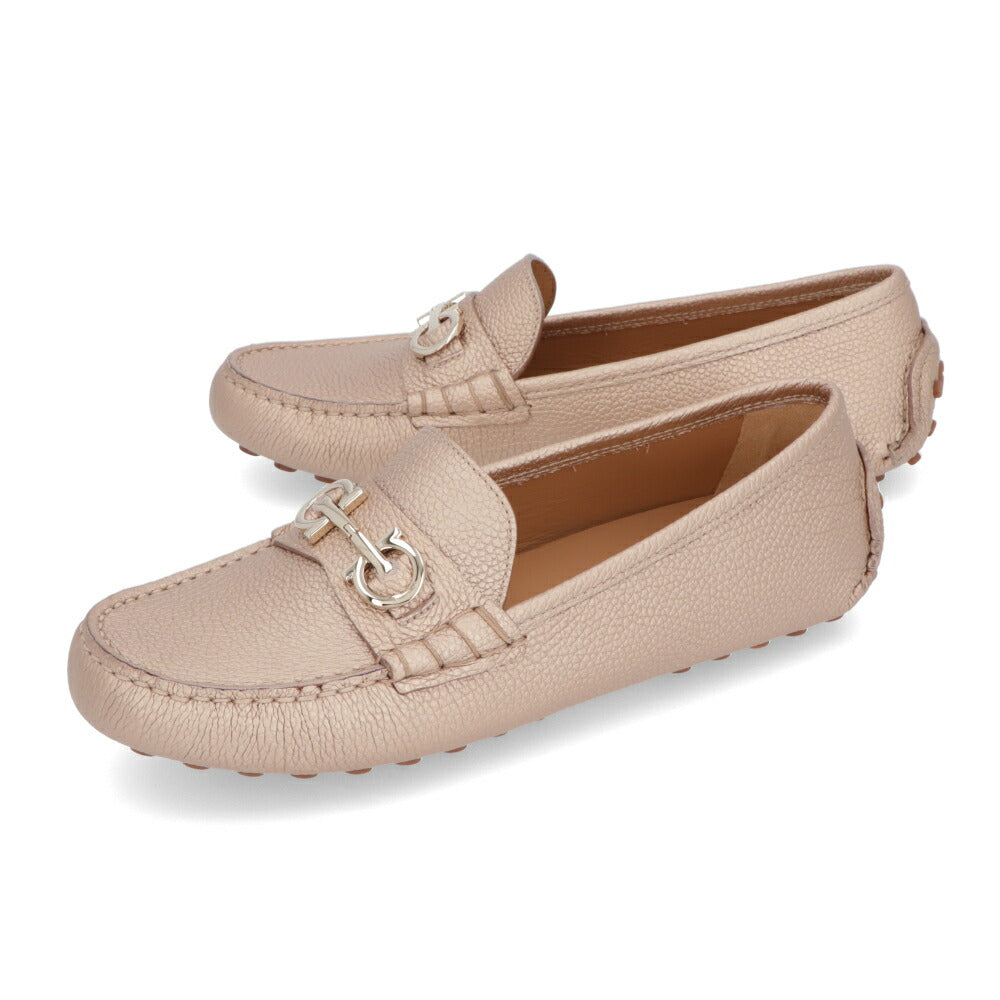 FERRAGAMO レザーブロンズ ローファー ODILIA 757939