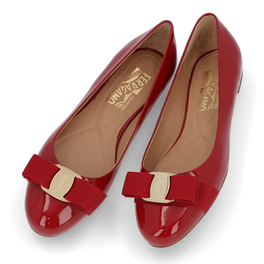 FERRAGAMO パンプス レッド レザー リボン VARINA* 592125