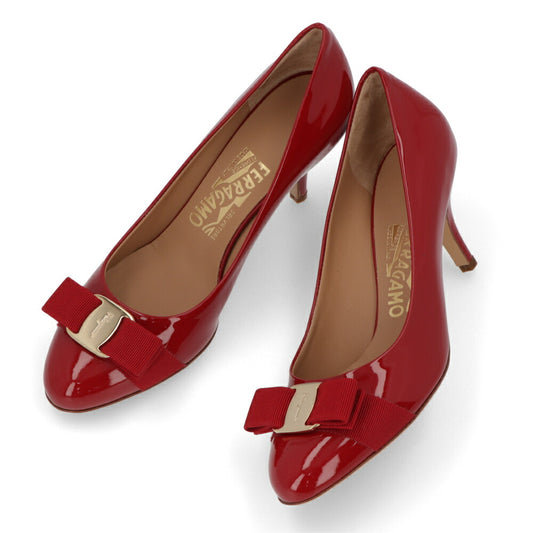 FERRAGAMO パンプス レッド レザー CARLA 70 584309