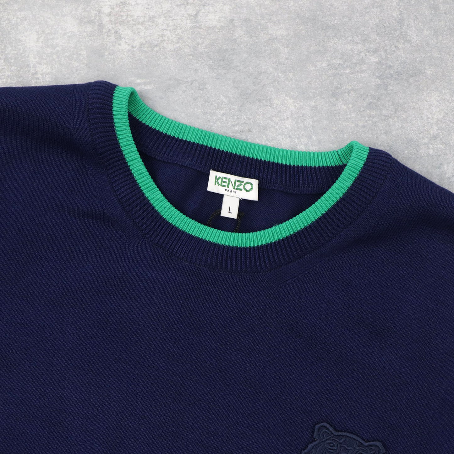 ケンゾー トップス ニット メンズ TIGER CREST JUMPER ネイビー コットン ラッキータイガー 刺繍 ワンポイント FA55PU2023AB 77