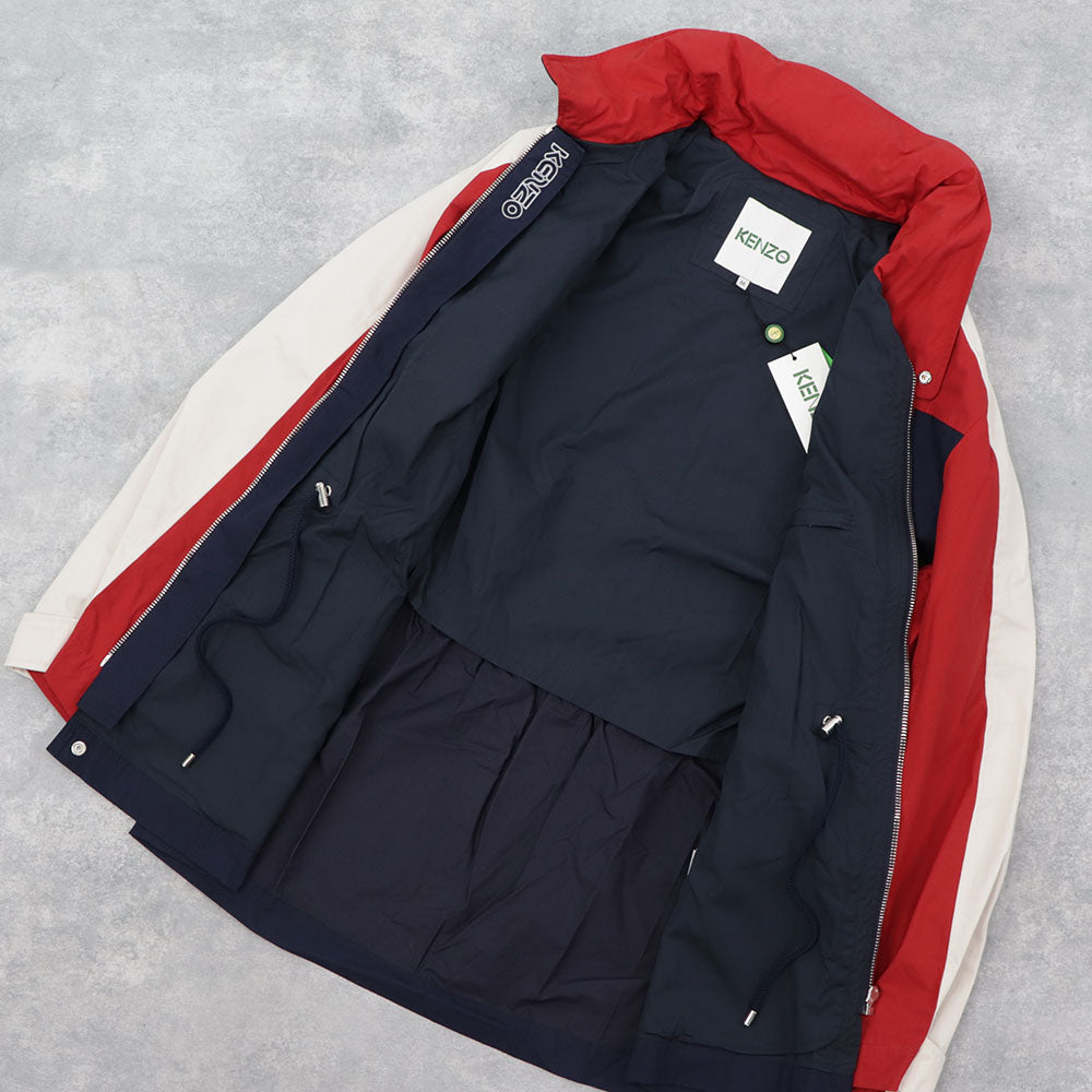 ケンゾー ブルゾン ジャケット メンズ NAUTICAL PARKA レッド ネイビー ホワイト コット カラーブロックコットンジャケット フーディーン FA55OU6501NA 77