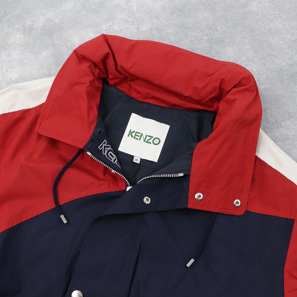 ケンゾー ブルゾン ジャケット メンズ NAUTICAL PARKA レッド ネイビー ホワイト コット カラーブロックコットンジャケット フーディーン FA55OU6501NA 77