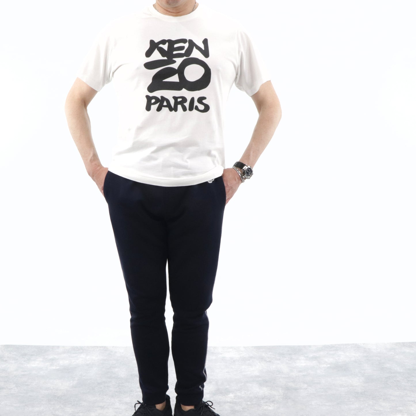 ケンゾー トップス Tシャツ カットソー 半袖 メンズ レッド ホワイト コットン クルーネック ロゴ FA55TS0184SA
