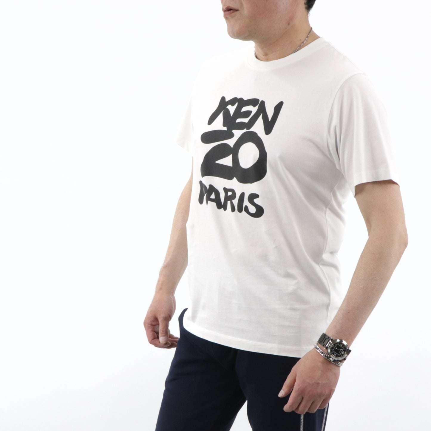 ケンゾー トップス Tシャツ カットソー 半袖 メンズ レッド ホワイト コットン クルーネック ロゴ FA55TS0184SA
