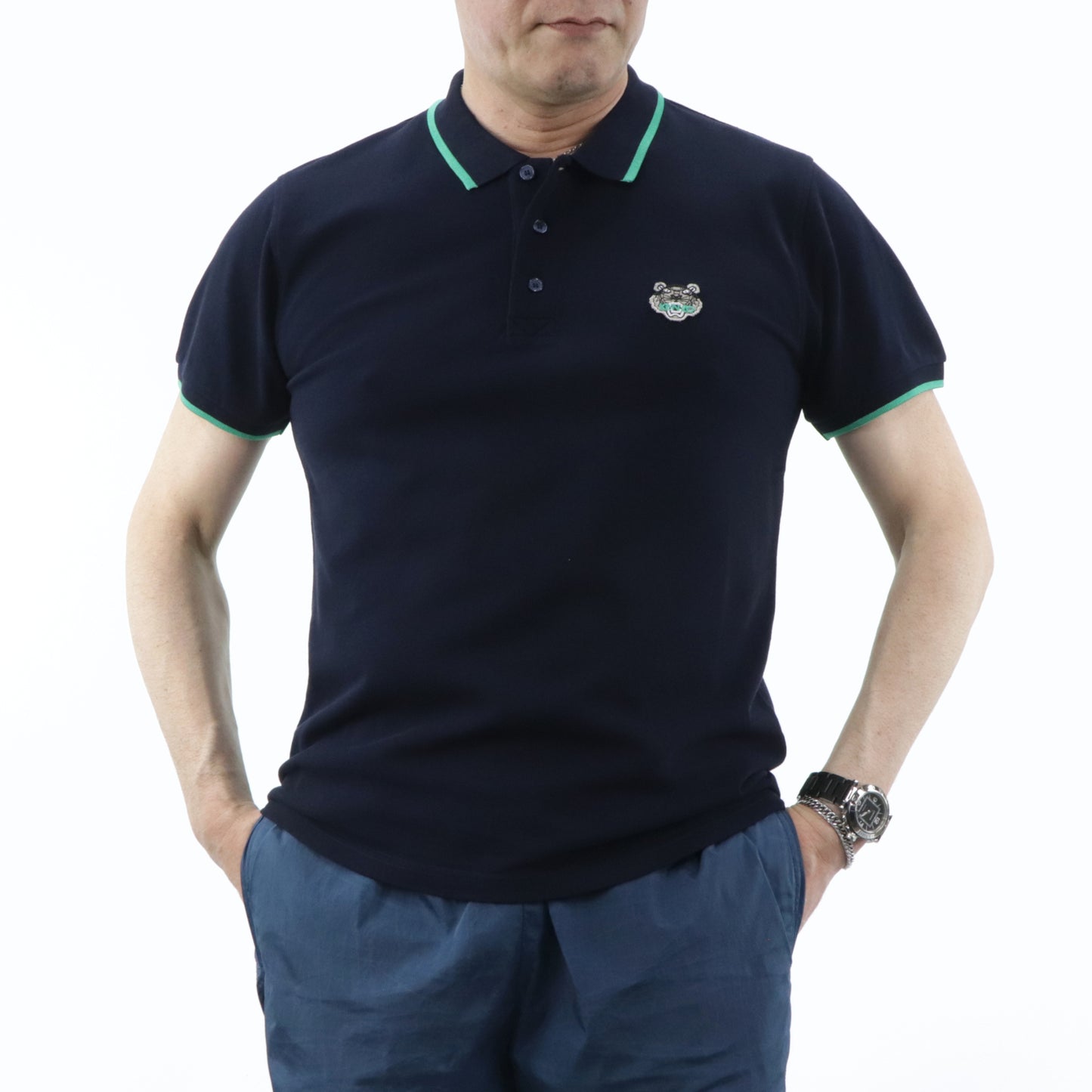 ケンゾー ポロシャツ F665PO0014BA ホワイト ブルー