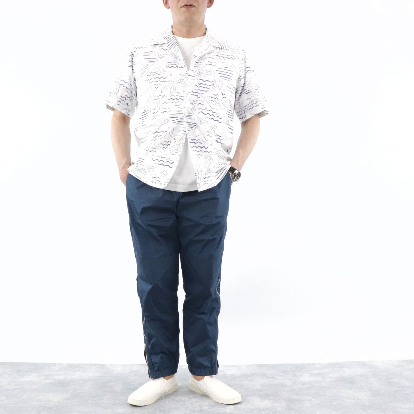 ケンゾー ボトムス ロングパンツ メンズ PATGHED JOG PANT ブルー ナイロン ロゴ 刺繍 FA55PA6831NW 73