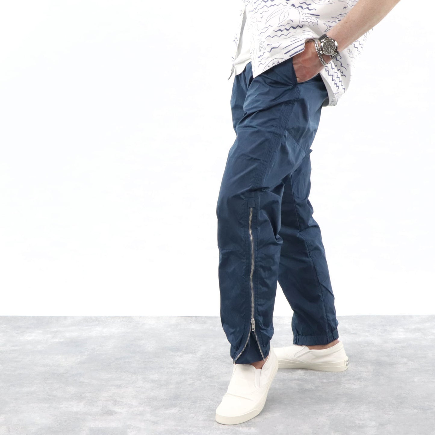 ケンゾー ボトムス ロングパンツ メンズ PATGHED JOG PANT ブルー ナイロン ロゴ 刺繍 FA55PA6831NW 73